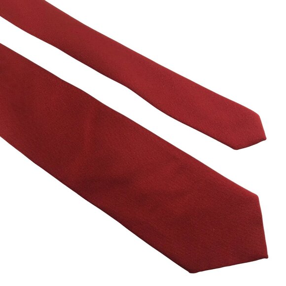 Leonardo Mens Necktie Solid Red Subtle Textured Tie Accessory Office Work - Picture 1 of 4